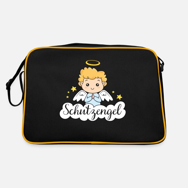 Schutzengel - Retro Tasche - Schwarz/Gold