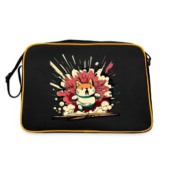 Die Katze hat wieder etwas falsch gemacht - Retro Tasche - Schwarz/Gold - Hinten