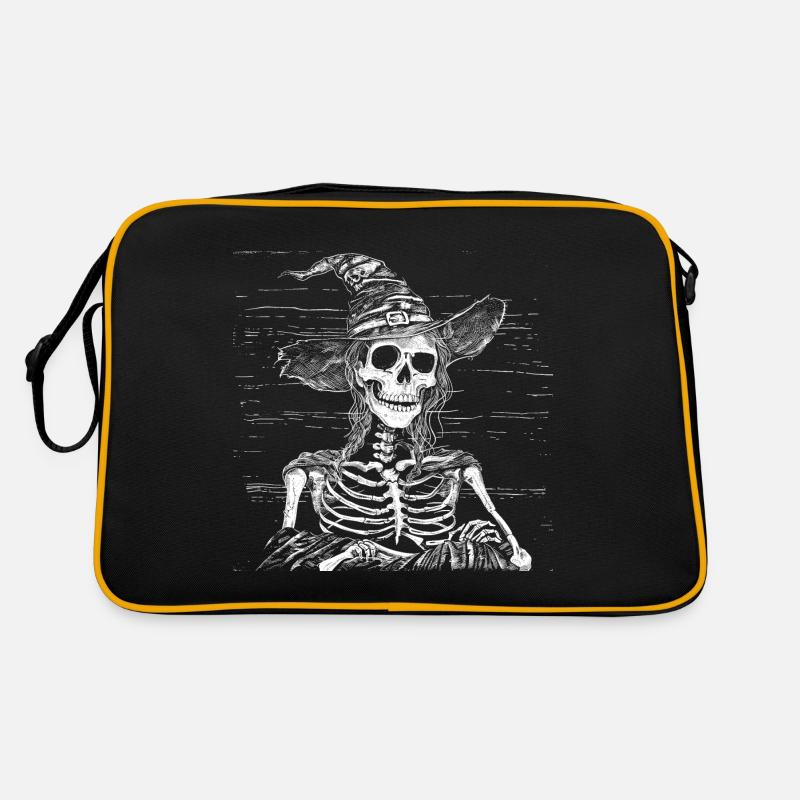 Düstere Skelett Hexe mit Hexenhut Retro Tasche