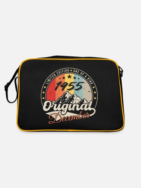 Vintage Cadeau D'anniversaire - Décembre 1955 - Sac Retro - noir/or - Dos