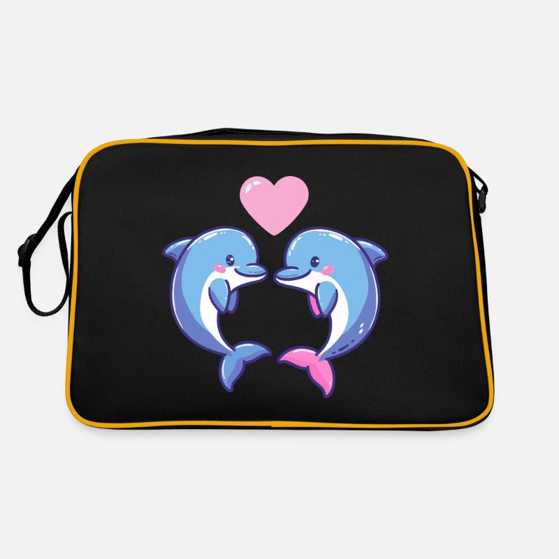 Couple de dauphins Amour Saint-Valentin Sac Retro