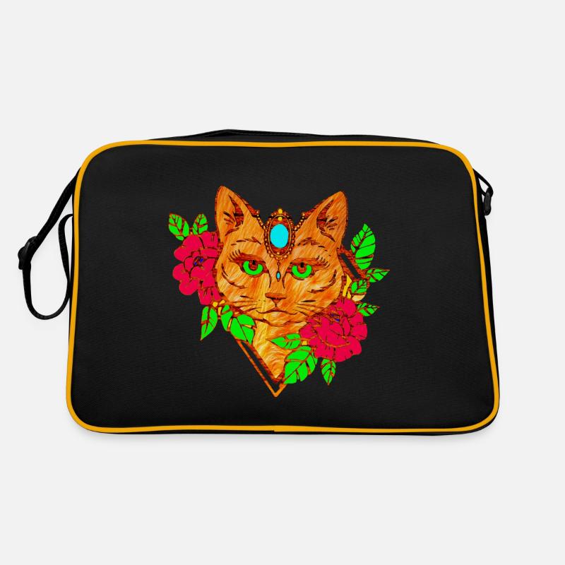 chat et fleurs Sac Retro