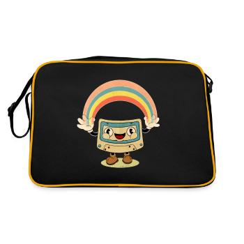 vintage cassette tape with rainbow - Retro Bag - black/gold - Back