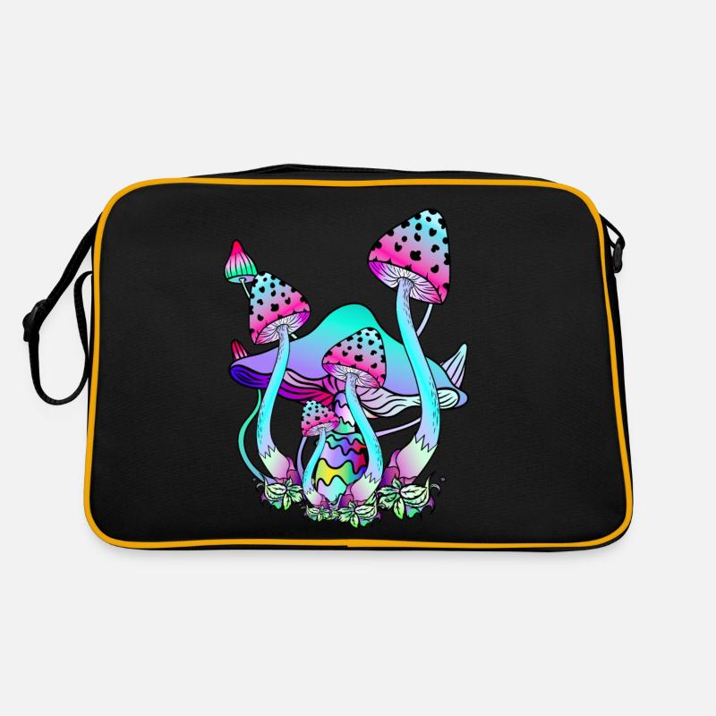 magic mushrooms psychedelic mushroom art Retro Bag
