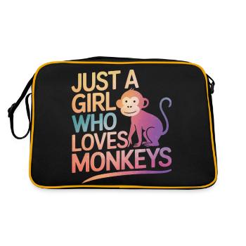 Monkey Monkey Animal Gorilla Chimpanzee - Retro Bag - black/gold - Back