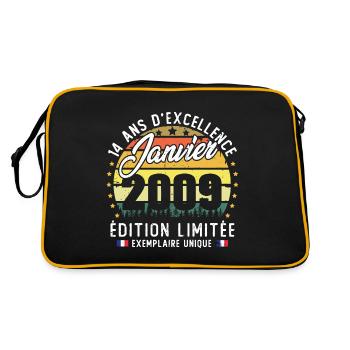 Vintage Cadeau Anniversaire 14 Ans Janvier 2009 - Sac Retro - noir/or - Dos