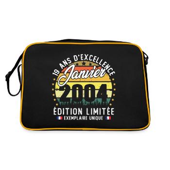 Vintage Cadeau Anniversaire 19 Ans Janvier 2004 - Sac Retro - noir/or - Dos