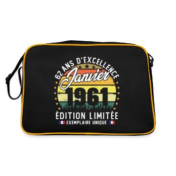 Vintage Cadeau Anniversaire 62 Ans Janvier 1961 - Sac Retro - noir/or - Dos
