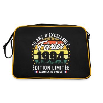 Vintage Cadeau Anniversaire 29 Ans Février 1994 - Sac Retro - noir/or - Dos
