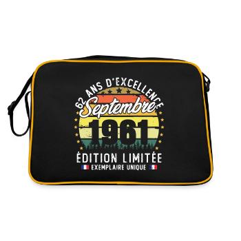 Vintage rétro septembre 1961 anniversaire 62 Ans - Sac Retro - noir/or - Dos
