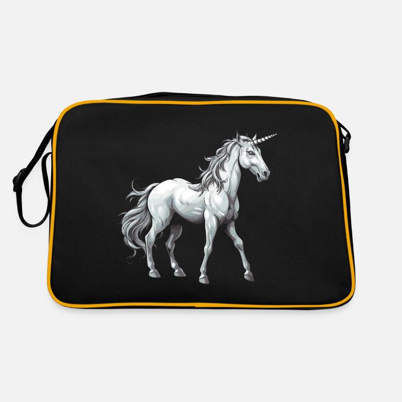 Einhorn Tier - Retro Tasche - Schwarz/Gold