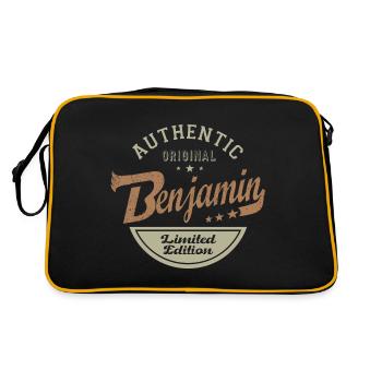 Benjamin personalized gift name benjamin - Retro Bag - black/gold - Back