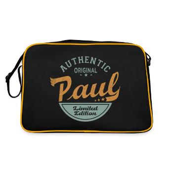Paul name Gift Personalized Tshirt Paul - Retro Bag - black/gold - Back