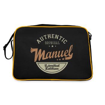 Gift manual Tshirt personalized first name manual - Retro Bag - black/gold - Back