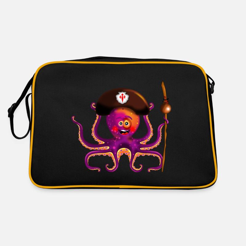 Pilgrim octopus with scallop hat and pumpkin Retro Bag
