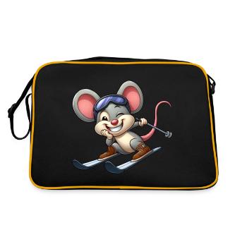 ski souris skieur hiver sports d’hiver dessin animé - Sac Retro - noir/or - Dos
