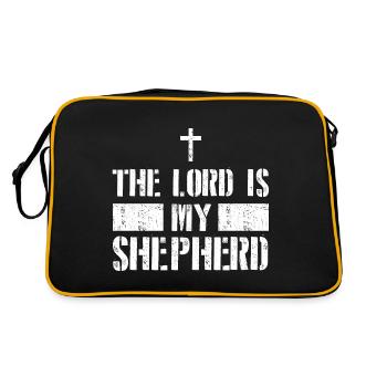 Jesus Mein Hirte Christlich Glaube - Retro Tasche - Schwarz/Gold - Hinten