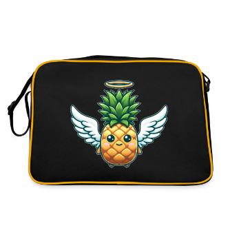 Engel Ananas mit Flügeln Fruchtig - Retro Tasche - Schwarz/Gold - Hinten