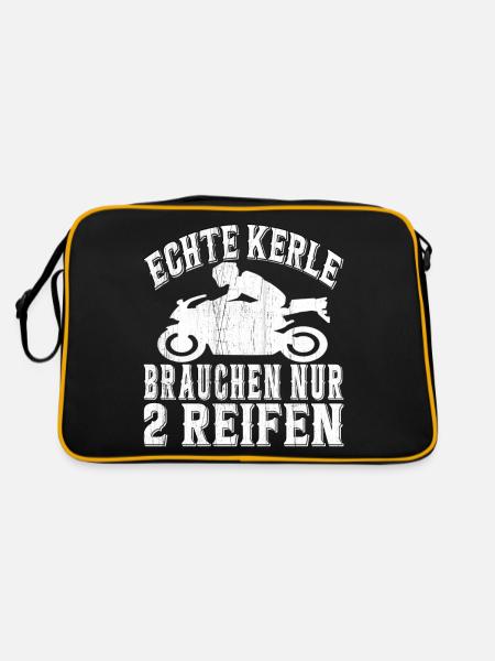 Motorsport Motorradfahrer Biker Motorrad - Retro Tasche - Schwarz/Gold - Hinten