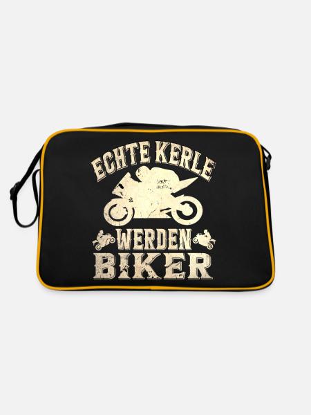 Motorsport Motorradfahrer Biker Motorrad - Retro Tasche - Schwarz/Gold - Hinten