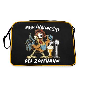 Mein Lieblingstier ist der Zapfhahn Biertrinker - Retro Tasche - Schwarz/Gold - Hinten