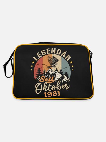 Legendär seit Oktober 1981 - 1981 - Retro Tasche - Schwarz/Gold - Hinten