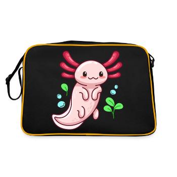 Design d’axolotl albinos blanc pour les amateurs d’axolotl - Sac Retro - noir/or - Dos