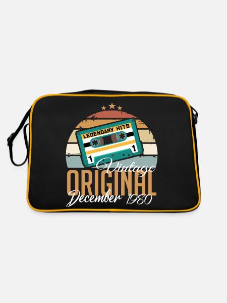Dezember 1980 - Legenden Wurden 1980 Geboren - Retro Tasche - Schwarz/Gold - Hinten