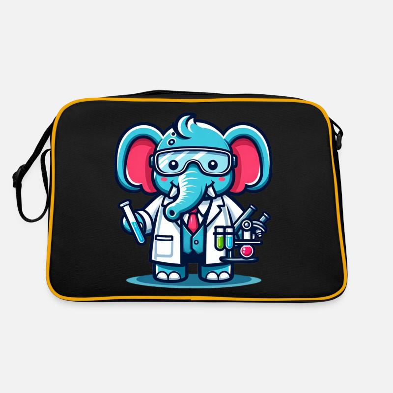 Cute Elephant Scientist Retro Tasche