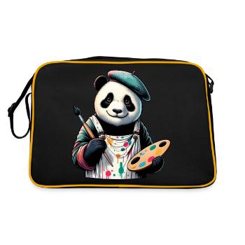 Cute Panda Artist - Retro Bag - black/gold - Back