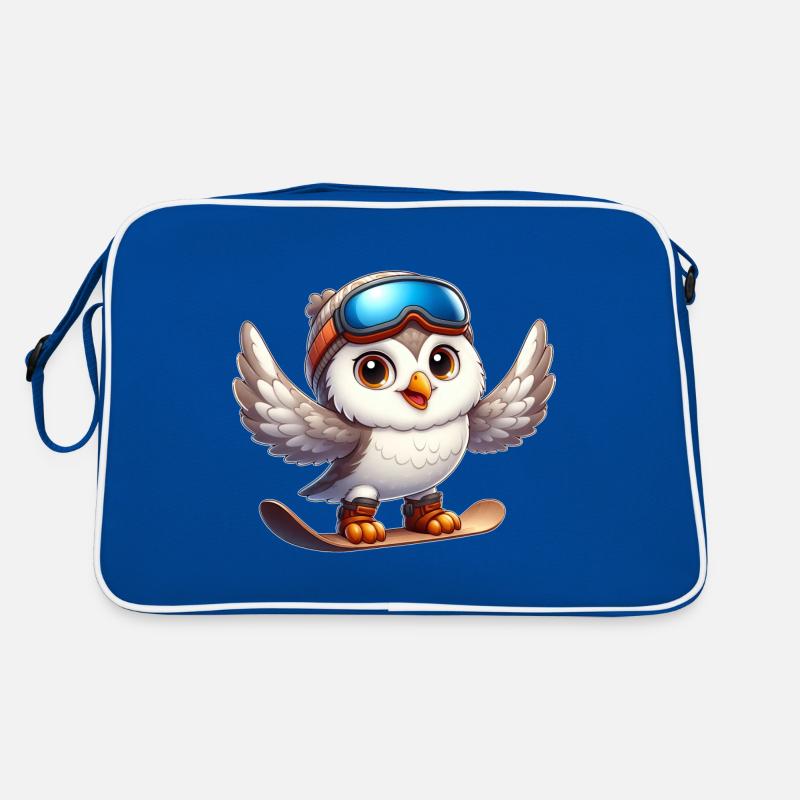 Eule auf Snowboard Wintersport Abenteuer Retro Tasche