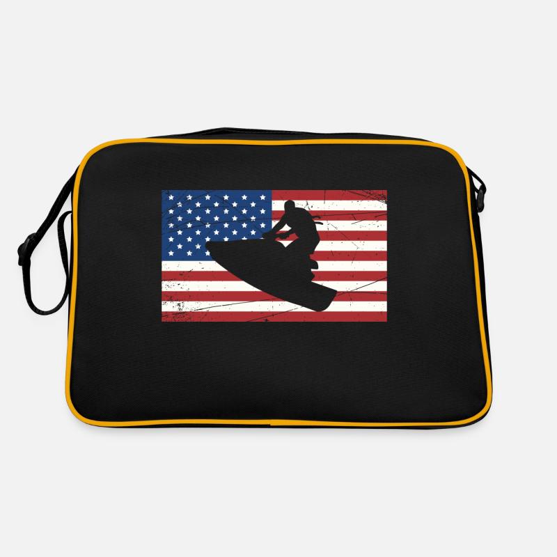 drapeau de jetski des États-Unis Conception d’un drapeau américain et d’un jet ski Sac Retro