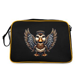 Élégant canard doré avec ornement d’ailes d’ange - Sac Retro - noir/or - Dos