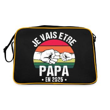 Je vais être papa en 2025 cadeau naissance vintage - Sac Retro - noir/or - Dos