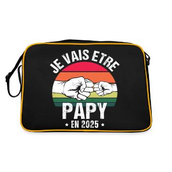 Je vais être papy en 2025 cadeau naissance vintage - Sac Retro - noir/or - Dos