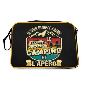 Camping et apéro humour campeur cadeau vintage - Sac Retro - noir/or - Dos