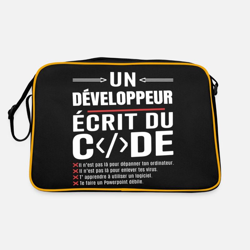 Un développeur écrit du code humour programmation Sac Retro