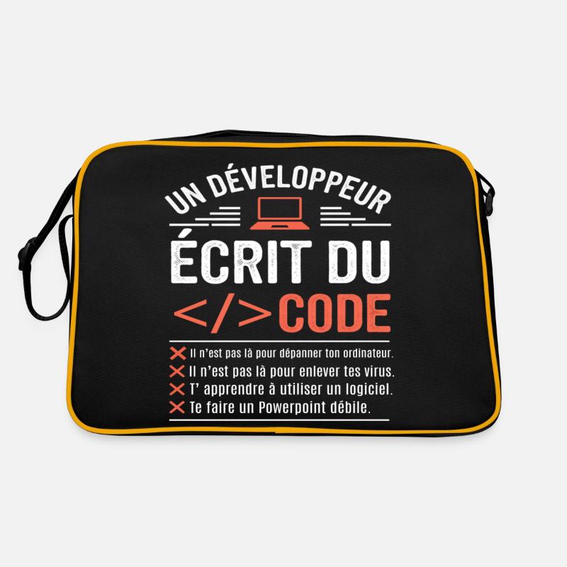 Un développeur écrit du code humour programmation Sac Retro