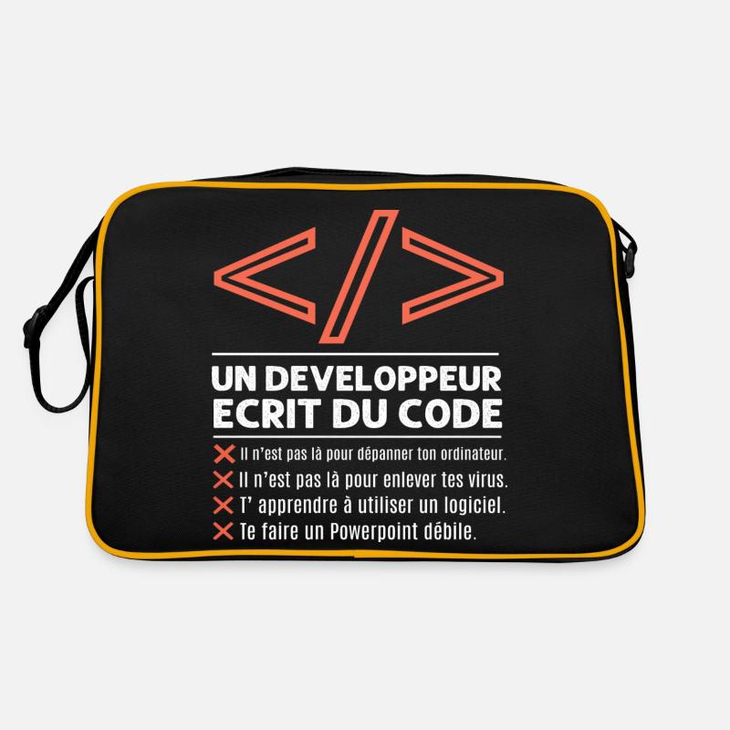 Un développeur écrit du code humour programmation Sac Retro