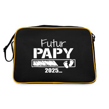 Futur Papy 2025 Cadeau Bientôt Grand-Père - Sac Retro - noir/or - Dos