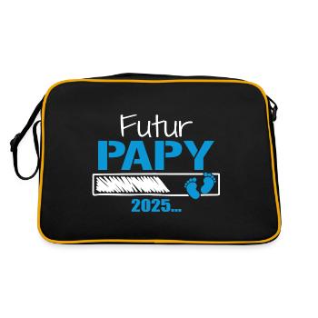 Futur Papy 2025 Cadeau Bientôt Grand-Père - Sac Retro - noir/or - Dos