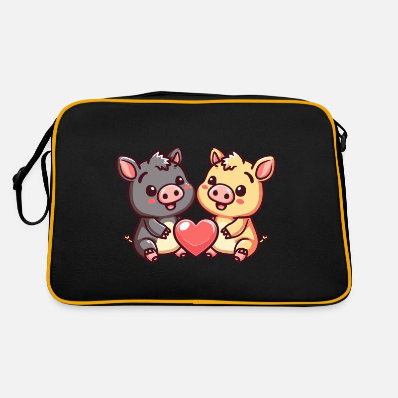 Couple de Cochons Amour La Saint-Valentin Sac Retro