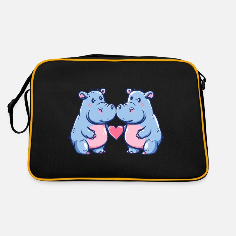 Nilpferd Paar Liebe Valentinstag Retro Tasche