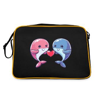 Wal Paar Liebe Valentinstag - Retro Tasche - Schwarz/Gold - Hinten