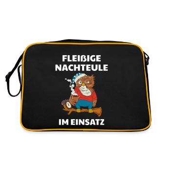 Fleißige Nachteule Krankenpflege Geschenk - Retro Tasche - Schwarz/Gold - Hinten