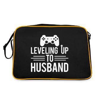 Leveling Up To Husband - Gamer Wedding Gift - Retro Bag - black/gold - Back