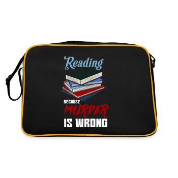 Reading because Murder is Wrong Livre de ver de bibliothèque - Sac Retro - noir/or - Dos