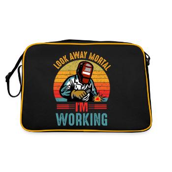 Détourne le regard Mortel Je travaille soudeur soudeur - Sac Retro - noir/or - Dos