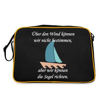 cooler Segelspruch - Retro Tasche - Schwarz/Gold - Hinten