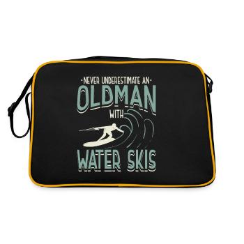 Never Underestimate An Old Man With Water Ski - Retro Tasche - Schwarz/Gold - Hinten